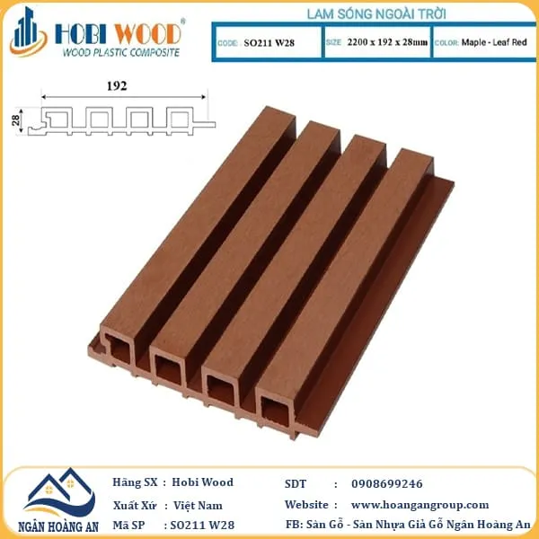 Lam Sóng Gỗ Nhựa Ngoài Trời Hobi Wood SO211 2.2m